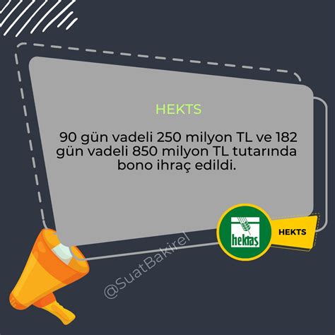 SuatBakırel on Twitter HEKTS 90 gün vadeli 250 milyon TL ve 182 gün