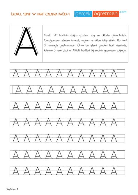 Sayfa 1 Alfabe çalışma sayfaları Okuma Eğitim faaliyetleri