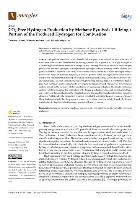 Pdf Co2 Free Hydrogen Production By Methane Pyrolysis Utilizing A Portion Of The Produced