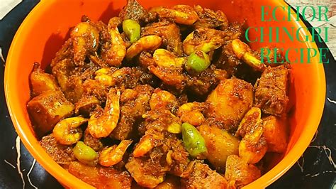 Echor Chingri Recipe Bengali Style Raw Jackfruit Curry With Prawn Green Jackfruit Shrimp