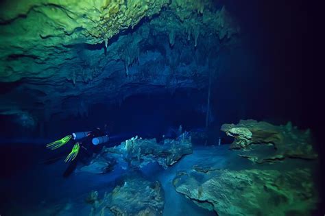 Premium Photo Diving In The Cenotes Mexico Dangerous Caves Diving