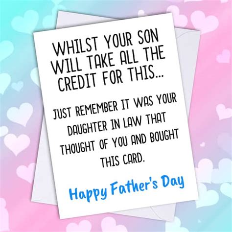 Funny Humorous Fathers Day Card From Daughter In Law Son Etsy