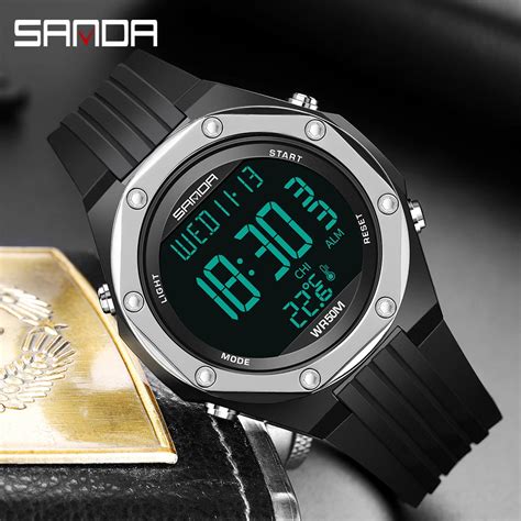 Sanda Reloj Digital Con Pantalla De Temperatura Para Hombre Cron Grafo