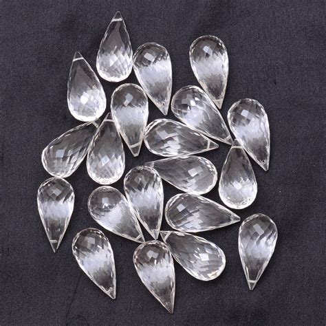 Aaa Crystal Quartz Faceted Teardrop Briolette Beads Etsy