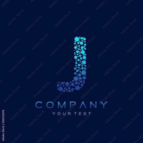 J Letter Logo Science Technology Connected Dots Design Vector