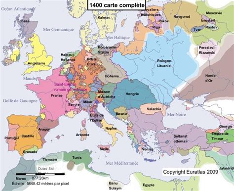 Carte Complète De Leurope En Lan 1400 Europäische Geschichte