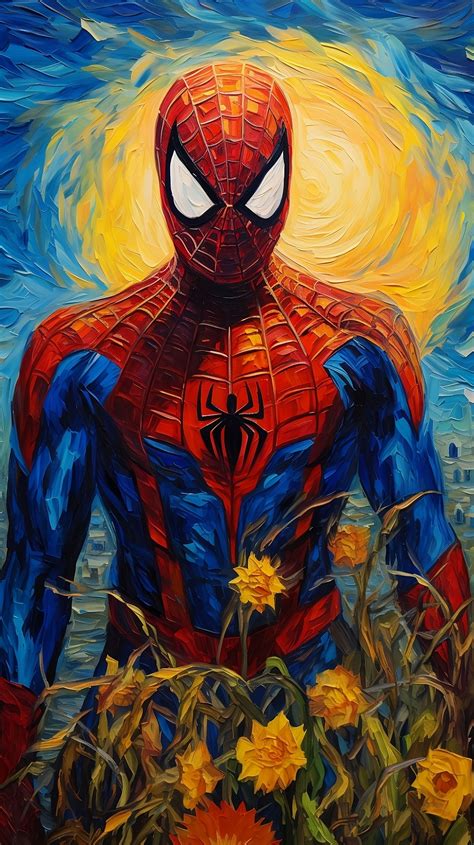 Spider Man Vincent Van Gogh Art Style In 2024 Spiderman Painting