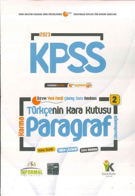 TÜRKÇENİN KARA KUTUSU PARAGRAF KARMA İNFORMAL YAYINLARI Fotokopi