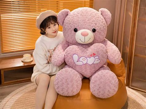 Giant Teddy Bear With Heart Shaped Stuffed Animal Dolls Plush Pillow