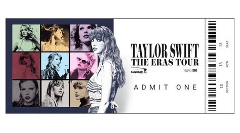 The Ticket For Taylor Swifts Tour Is Shown In Front Of An Image Of Her