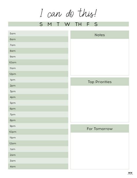 Free Printable Cute Hourly Planner