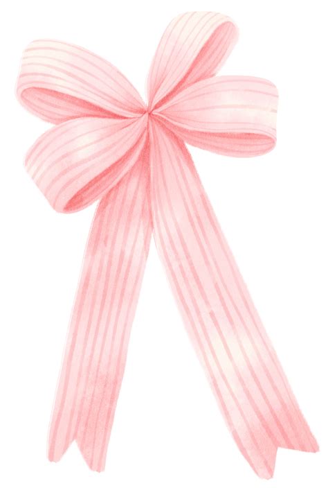 Free Pink Gift Ribbon Bow Illustrations Hand Painted Watercolor Styles