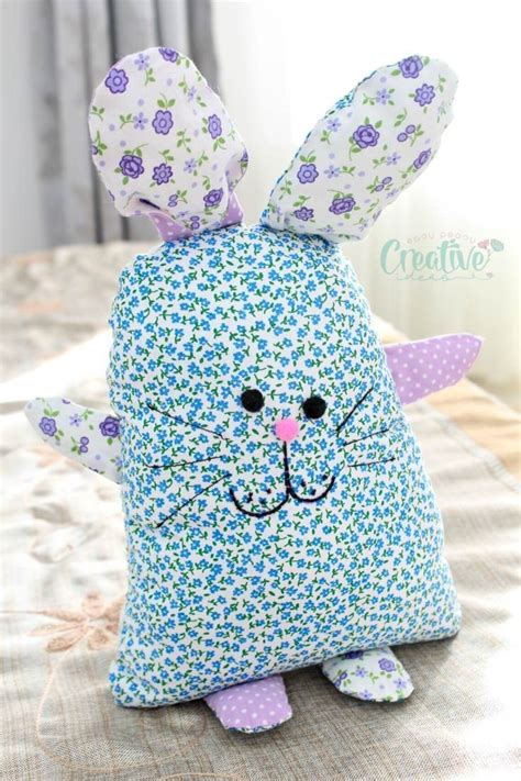 Bunny Pillow Sewing Pattern, Bunny Sewing Pattern, Bunny Pillow, Bunny Shaped Pillow, Stuffed ...