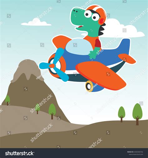 Vector Illustration Colorful Graphics Dinosaurs Flies Stock Vector ...