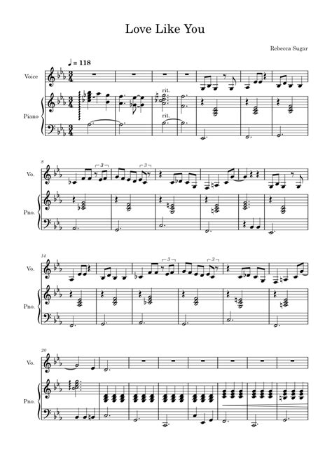 Love Like You Rebecca Sugar Sheet Music For Piano Vocals Solo