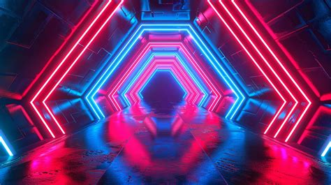 Premium Photo NEON Red Blue Tunnel Abstract Background