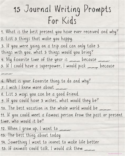 Journal Prompts For Kids