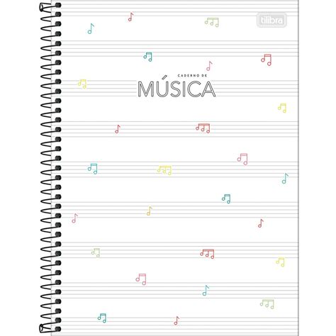 CADERNO DE MÚSICA PAUTADO CAPA BRANCA ESPIRAL - CAPA DURA na Freenote