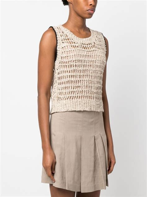 Brunello Cucinelli Open Knit Crew Neck Vest Neutrals FARFETCH