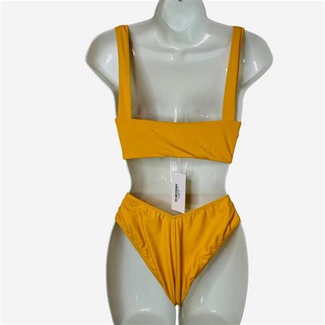 Reformation Swim Nwt Reformation Bikini Mustard Yellow Gold Top And