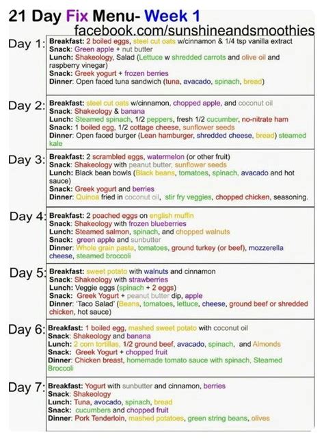 21 Day Fix 1200 1499 Calorie Meal Plan 21dayfix Health 21 Day Fix Menu Gain Weight Fast