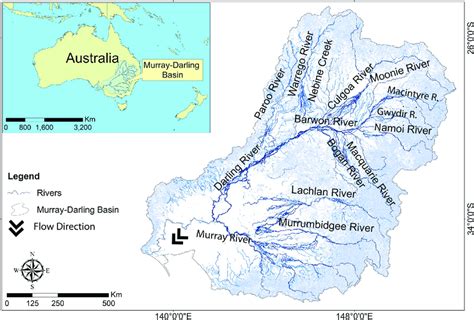 Map of Murray-Darling Basin showing the main rivers.... | Download ...