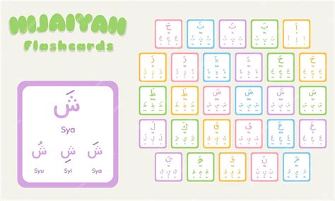 Premium Vector Hijaiyah Or Arabic Letters Colorful Flashcard Vector