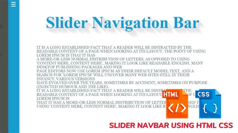 Create Slider Navbar Using Html Css Source Code