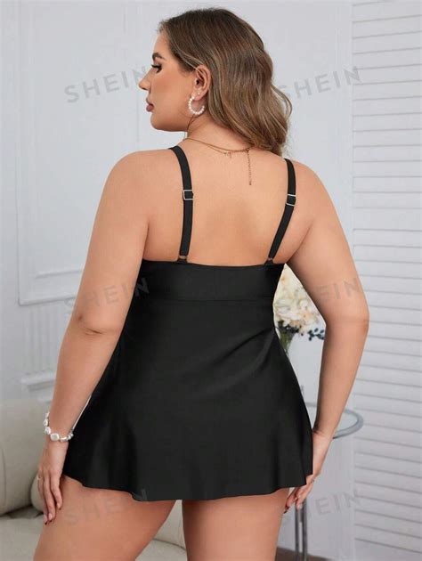 Shein Swim Curve Plus Size Womens Waistband Splicing Weaving Strap