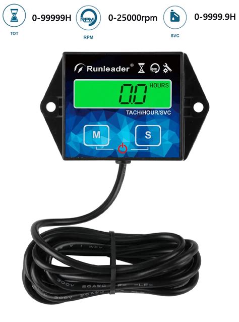 Runleader Digital Tach Hour Meter Tachometer For Stroke Green