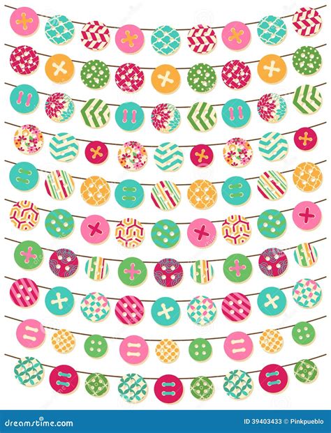 Vector Collection Of Button Bunting In Bright Patterns Stock Vector