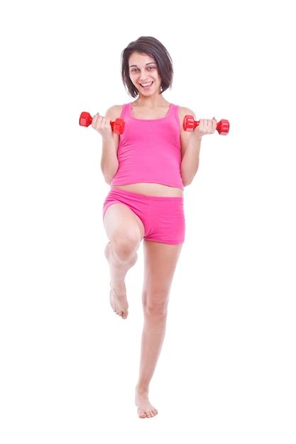 Premium Photo Woman Lifting Dumbbells