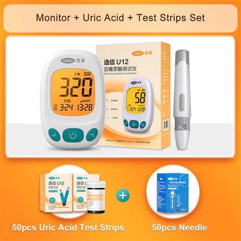 Cofoe 2 In 1 Uric Acid Blood Glucose Monitor Diabetes Gout Test Kit