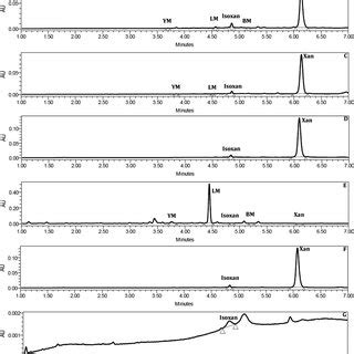 Uhplc Pda Chromatogram Of Standard Mixture Of Ym Lm Isoxan Bm And