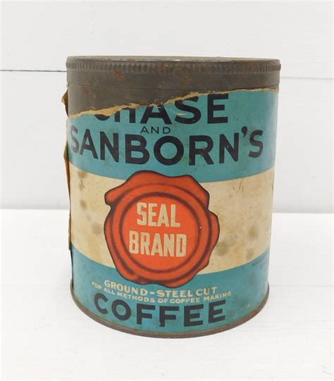 Vintage Chase And Sanborn S Coffee Tin Farm Kitchen Etsy