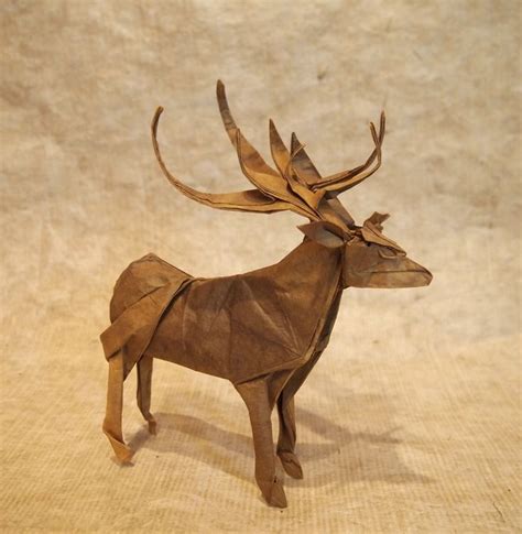 【origami】deer Designed By Satoshi Kamiya Deer Design Origami Origami Usa