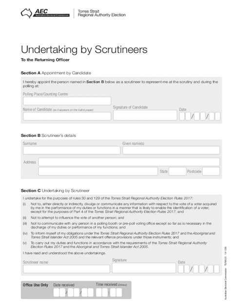 Fillable Online Scrutineer Appointment And Undertaking Form Fax Email