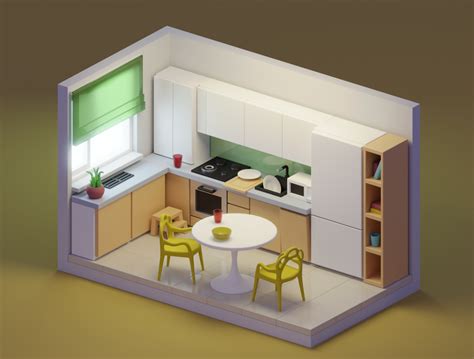 Low Poly Isometric Kitchen By Bogdan Burcescu On Dribbble