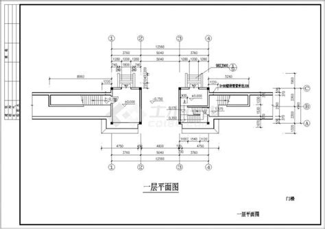 某地两层的山门古建筑cad施工图纸古建详图、图块土木在线