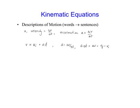 Topic 17 Kinematic Equations