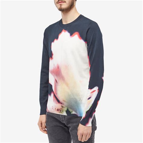 Alexander Mcqueen Solarized Flower Crew Knit Black Red Ivory Blue