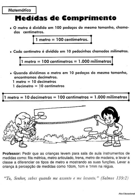 Blog Educação de Valor Atividades Medidas de Comprimento Metro