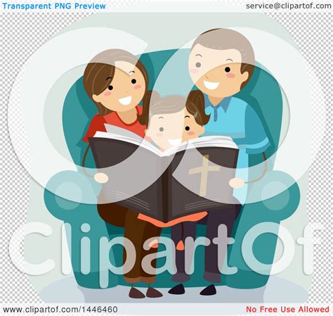 Clipart of a Happy Brunette Family Reading the Bible - Royalty Free ...