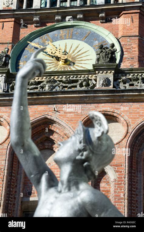 Statue Of Mercury And Brick Gothic Ratusz Glownego Miasta Gdansk Main