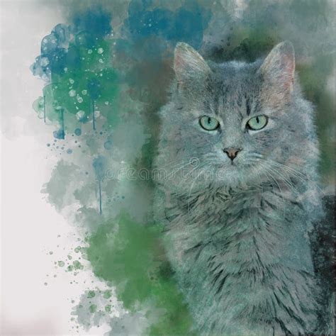 Grey cat stock illustration. Illustration of nature, clip - 840843