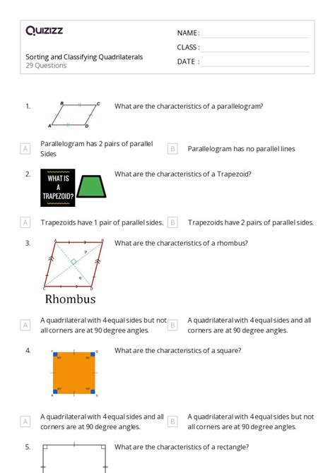 50 Classifying Quadrilaterals Worksheets For 6th Year On Quizizz