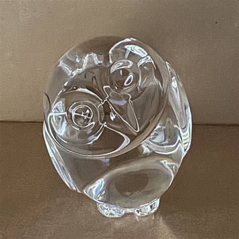 Steuben Glass Crystal Owl Bird Hand Cooler Paperweight Figurine 2 3 8