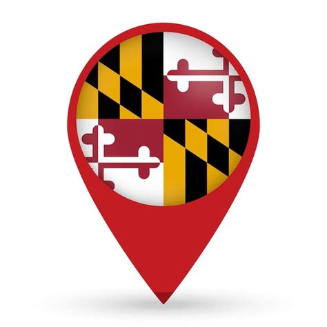 Puntero Del Mapa Del Estado De Maryland Con Sombra Sobre Fondo Blanco