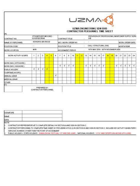 Time Sheet Sample | PDF