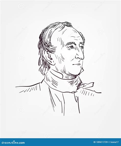 John Tyler Usa President Vector Sketch Portrait Editorial Stock Image